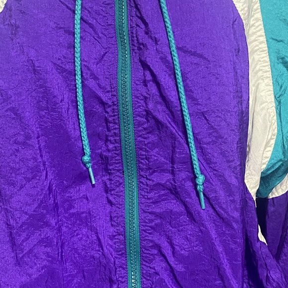 Milano Sport Vtg Windbreaker Tracksuit Jogging Set 1980's L Purple Teal MINT - Picture 2 of 10